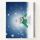 Kerst winter sneeuwpop SlipperyJoe groene sjaal Notitieboek (Achterkant)