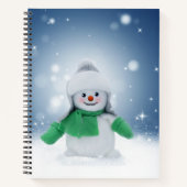 Kerst winter sneeuwpop SlipperyJoe groene sjaal Notitieboek (Voorkant)