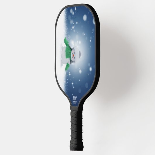 Kerst winter sneeuwpop SlipperyJoe groene sjaal Pickleball Paddle (Links)