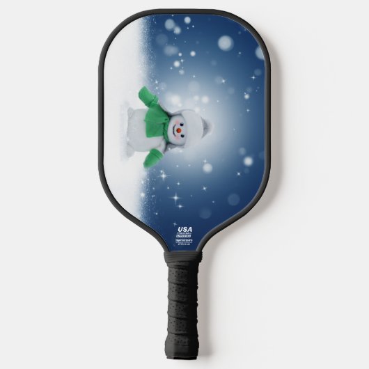 Kerst winter sneeuwpop SlipperyJoe groene sjaal Pickleball Paddle (Achterkant)