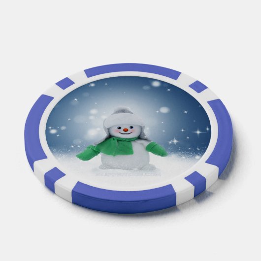 Kerst winter sneeuwpop SlipperyJoe groene sjaal Poker Chips (Enkel)
