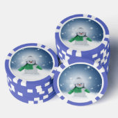 Kerst winter sneeuwpop SlipperyJoe groene sjaal Poker Chips (Opstapeling)