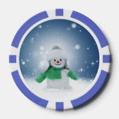 Kerst winter sneeuwpop SlipperyJoe groene sjaal Poker Chips (Voorkant)