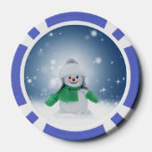 Kerst winter sneeuwpop SlipperyJoe groene sjaal Poker Chips (Achterkant)