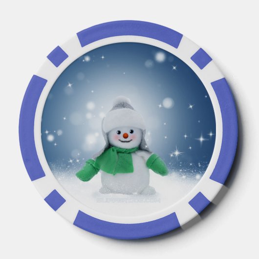 Kerst winter sneeuwpop SlipperyJoe groene sjaal Poker Chips (Achterkant)