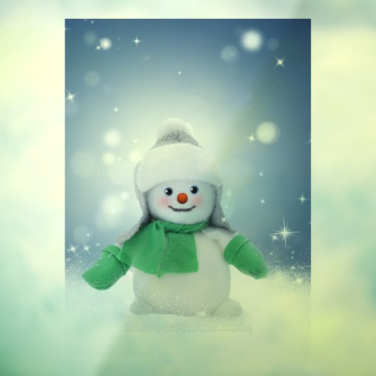 Kerst winter sneeuwpop SlipperyJoe groene sjaal Raamsticker (Vel 3)