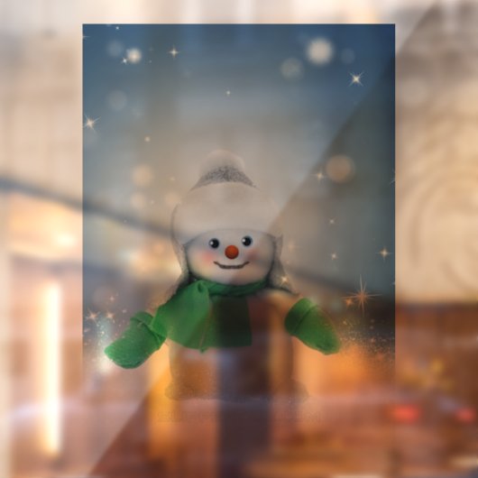 Kerst winter sneeuwpop SlipperyJoe groene sjaal Raamsticker (Vel 2)