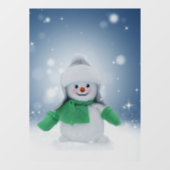 Kerst winter sneeuwpop SlipperyJoe groene sjaal Raamsticker (Vel)