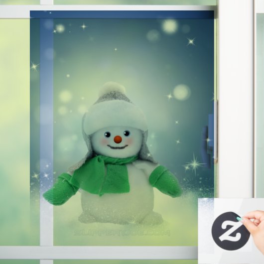 Kerst winter sneeuwpop SlipperyJoe groene sjaal Raamsticker (Huis)