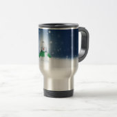 Kerst winter sneeuwpop SlipperyJoe groene sjaal Reisbeker (Voorkant rechts)