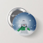 Kerst winter sneeuwpop SlipperyJoe groene sjaal Ronde Button 5,7 Cm (Voorkant /achterkant)