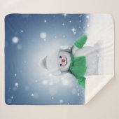 Kerst winter sneeuwpop SlipperyJoe groene sjaal Sherpa Deken (Voorkant (horizontaal))