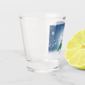 Kerst winter sneeuwpop SlipperyJoe groene sjaal Shot Glas (Links)