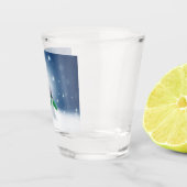 Kerst winter sneeuwpop SlipperyJoe groene sjaal Shot Glas (Rechts)