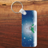 Kerst winter sneeuwpop SlipperyJoe groene sjaal Sleutelhanger (Voorkant)