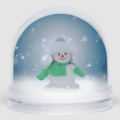Kerst winter sneeuwpop SlipperyJoe groene sjaal Sneeuwbol (Voorkant)