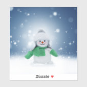 Kerst winter sneeuwpop SlipperyJoe groene sjaal Sticker (Vel)