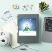 Kerst winter sneeuwpop SlipperyJoe groene sjaal Sticker (iPad Cover)