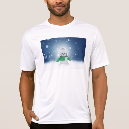 Kerst winter sneeuwpop SlipperyJoe groene sjaal T-shirt (Voorkant)