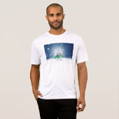 Kerst winter sneeuwpop SlipperyJoe groene sjaal T-shirt (Voorkant volledig)
