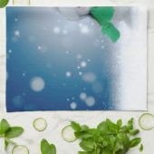 Kerst winter sneeuwpop SlipperyJoe groene sjaal Theedoek (Gevouwen)