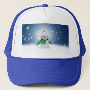 Kerst winter sneeuwpop SlipperyJoe groene sjaal Trucker Pet