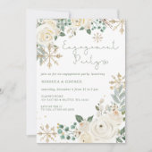 Kerst Winter Sneeuwvlok Bloemen Verloving Kaart (Voorkant)