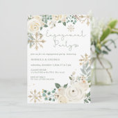 Kerst Winter Sneeuwvlok Bloemen Verloving Kaart (Staand voorkant)