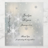 Kerst Winter Sneeuwvlokken bruiloft Wijn Etiket (Enkel label)