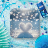 Kerst Winter Snow Hearts Papieren Bordje (Feest)