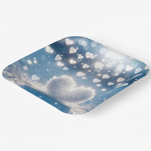 Kerst Winter Snow Hearts Papieren Bordje (Gebogen)