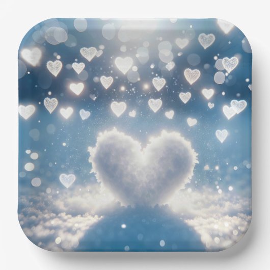 Kerst Winter Snow Hearts Papieren Bordje (Voorkant)