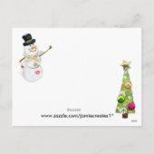 Kerst Winter Snowman & Pets Briefkaart (Achterkant)