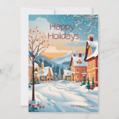 Kerst Winter Snowy Village Vakantie Kaart (Voorkant)