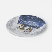 Kerst Winter Sprookje, Collies en Lammetjes - Papieren Bordje (Gekanteld)