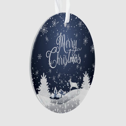 Kerst Winter Sprookje Fantasy Snowy Monogram Ornament (voorkant)