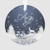 Kerst Winter Sprookje Fantasy Snowy Monogram Ornament (achterkant)