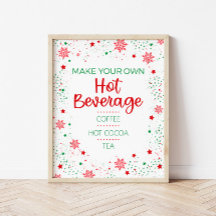 Kerst Winter Vakantie Hot Beverage Bar Sign