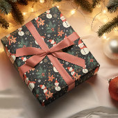 Kerst Winter Vakantie Sneeuwman Bloemenpatroon Cadeaupapier