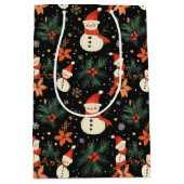 Kerst Winter Vakantie Sneeuwman Bloemenpatroon Medium Cadeauzakje (Voorkant)