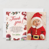 Kerst Winter Verjaardagsfeest Foto Bedankkaart (Voorkant)