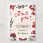 Kerst Winter Verjaardagsfeestje Bedankkaart (Voorkant)