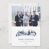 Kerst Winter Village Blauw Logo Photo Business Feestdagenkaart (Voorkant)