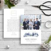 Kerst Winter Village Blauw Logo Photo Business Feestdagenkaart
