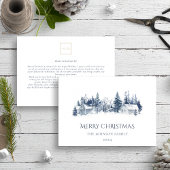 Kerst Winter Village Blauw Niet Foto Bedrijf Feestdagenkaart