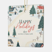 Kerst Winter Village Familiefoto Keramisch Ornament (Links)