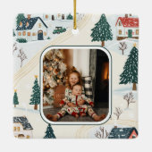 Kerst Winter Village Familiefoto Keramisch Ornament (Achterkant)