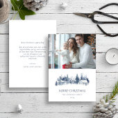 Kerst Winter Village Landschap Blauw Foto Feestdagenkaart