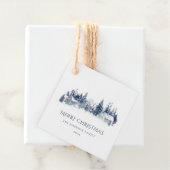 Kerst Winter Village Landschap Blauw Wit Bedankjes Labels (In situ)