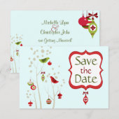 Kerst Winter Vogels Bruiloft Save the Date Kaart (Voorkant / Achterkant)